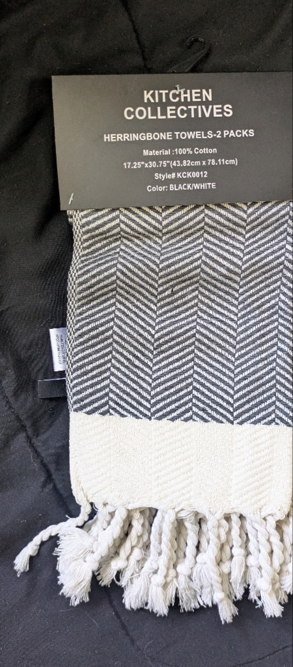 Kitchen Collectives Herringbone Dish Towels - Black & White